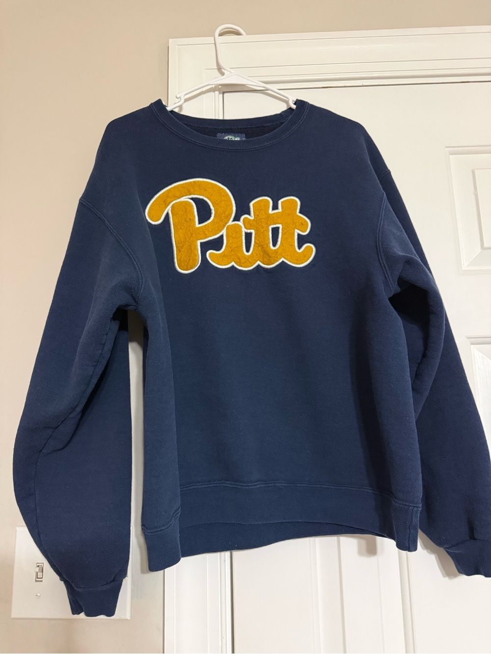 Pitt Navy Crewneck Sweatshirt with Gold Logo